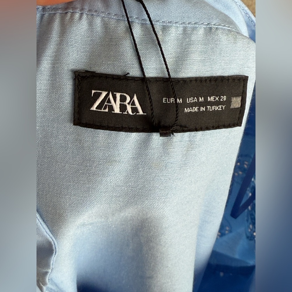 Zara RUBBERIZED EMBROIDERY POPLIN DRESS M - Picture 11 of 12